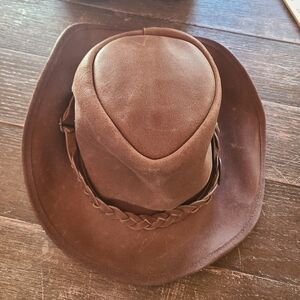 Overlander Jimy Black Leather Bush
Hat Made in Australia Men's Size XL